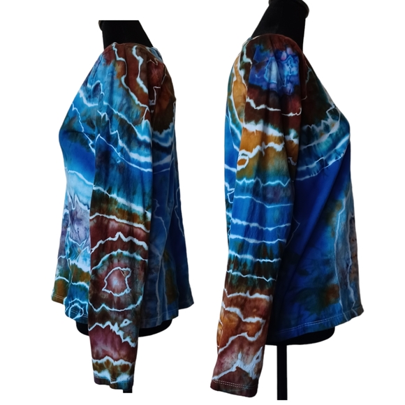 Ladies Long Sleeve Geode Tie Dye Tee Shirt One of a Kind - Picture 4 of 4